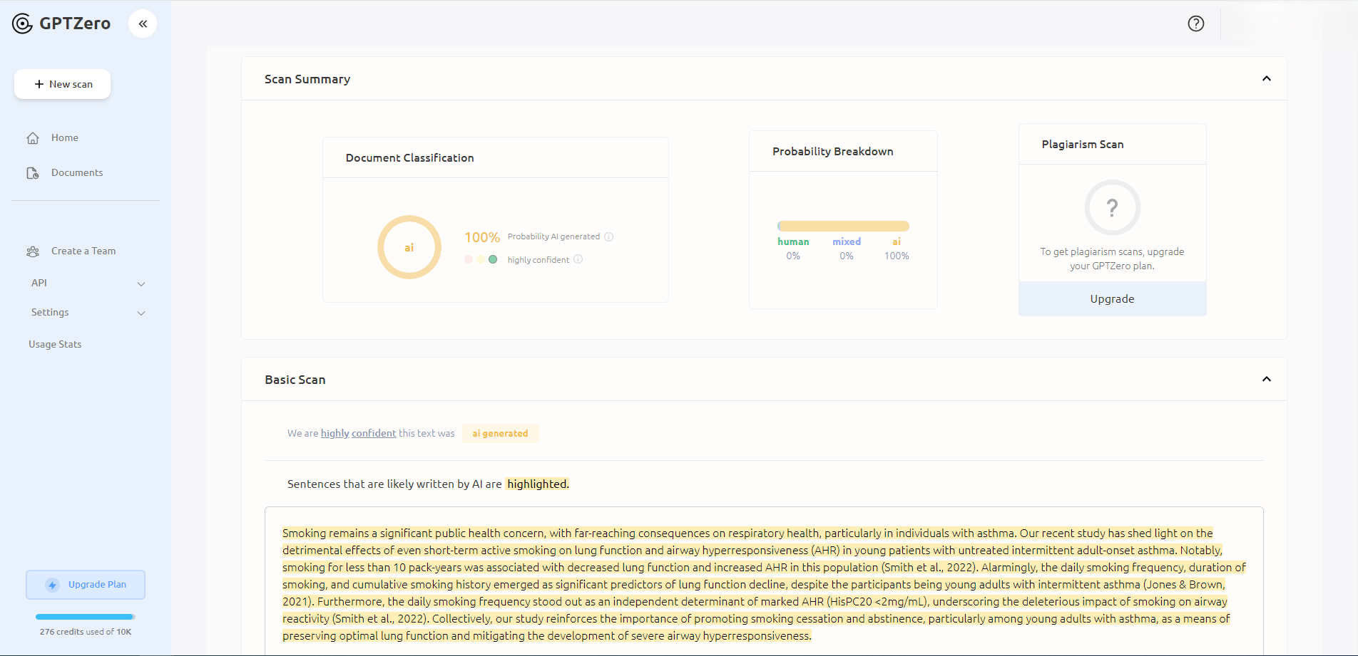 GPTZero ai content detector test for claude-generated texts