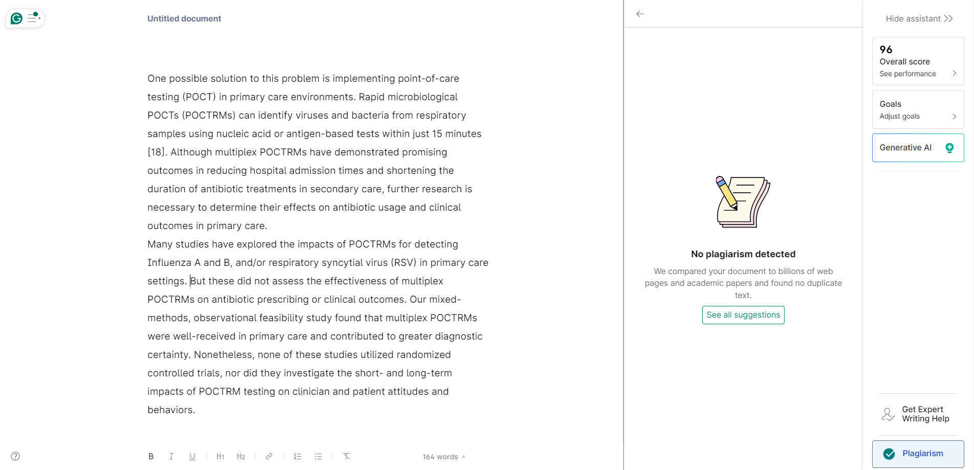 grammarly plagiarism checker page