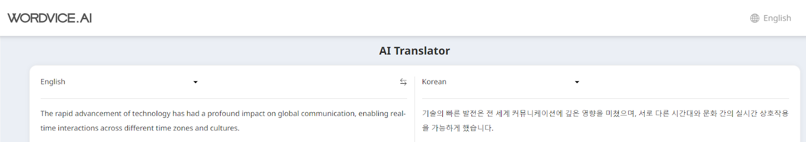 Wordvice AI translation example