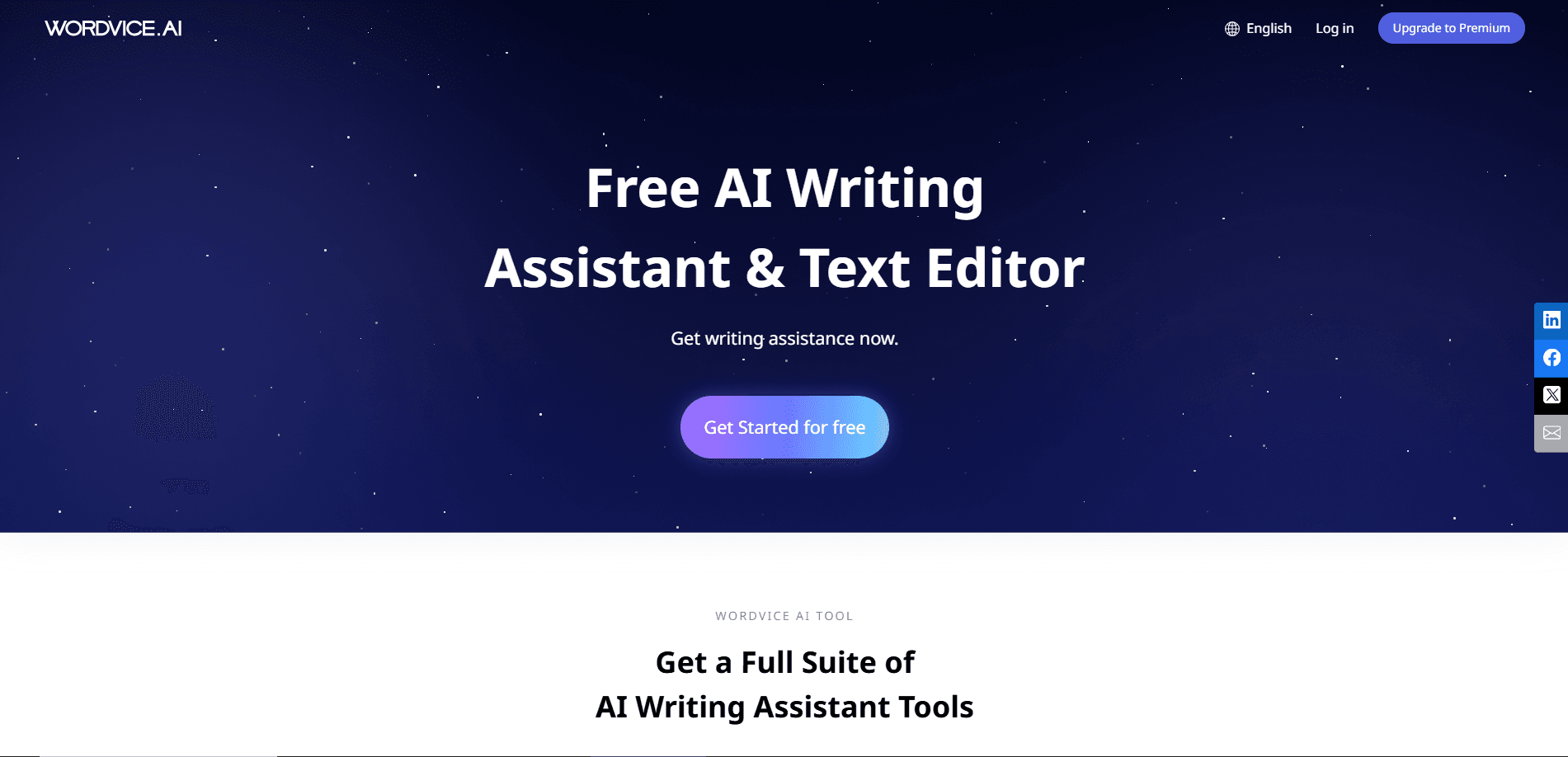 The main page of Wordvice AI