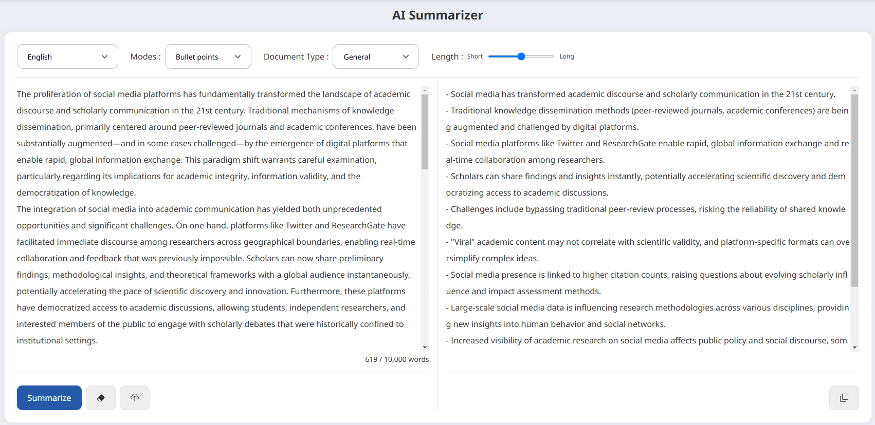 Wordvice AI Summarizer Example