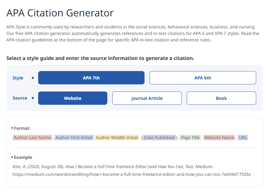 Wordvice APA Citation Generator