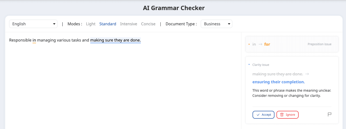 AI Grammar Checker Example