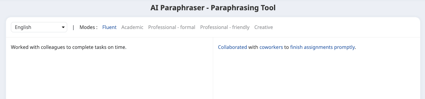AI Paraphraser Example