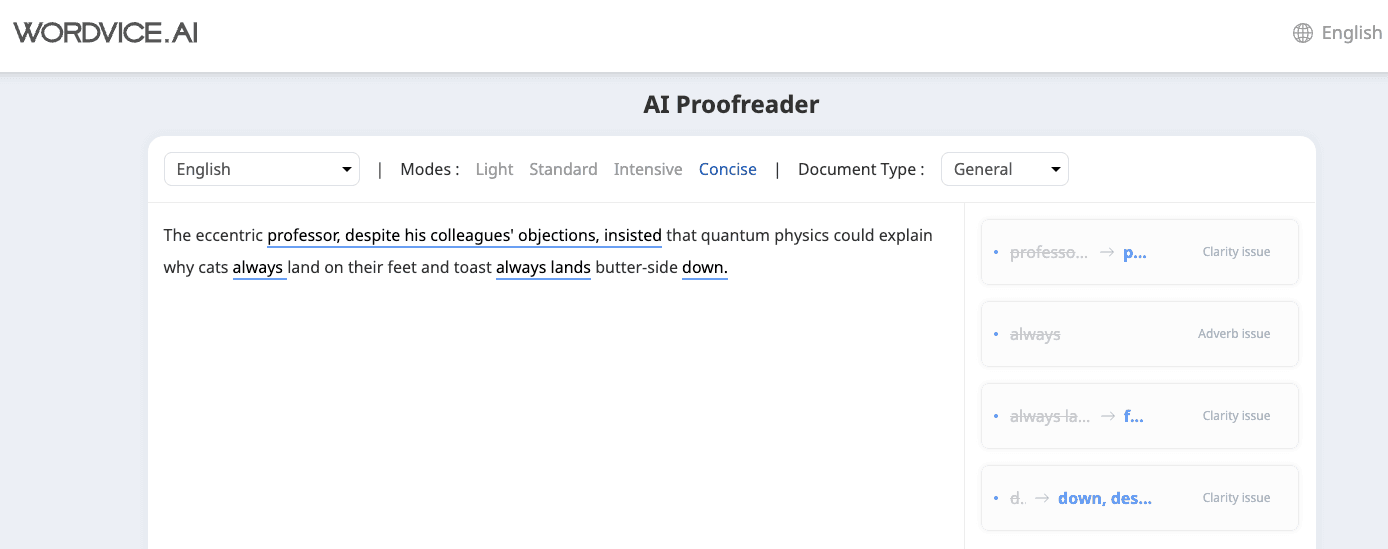 Wordvice AI Proofreader Example