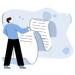 vector image of a man writing on a long scroll