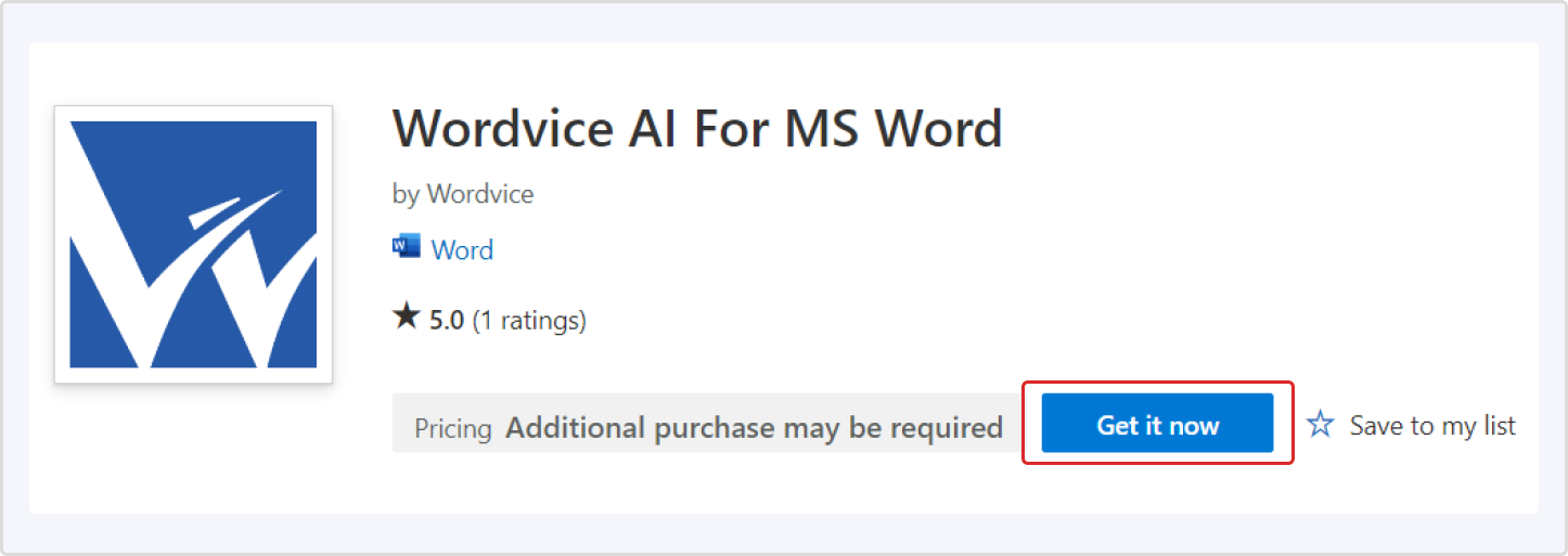 Wordvice AI for MS Word Microsoft app store download